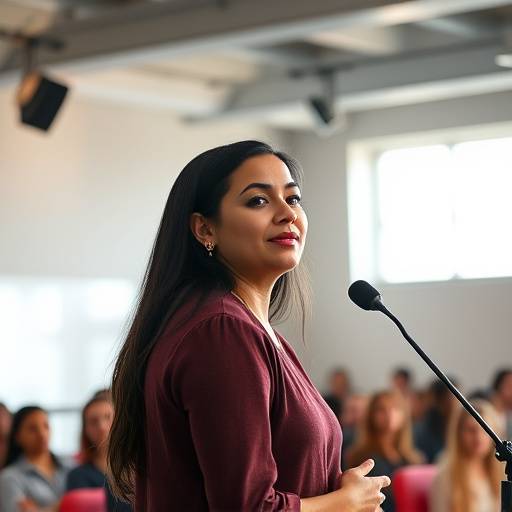 Sofía Martínez impartiendo un taller de oratoria